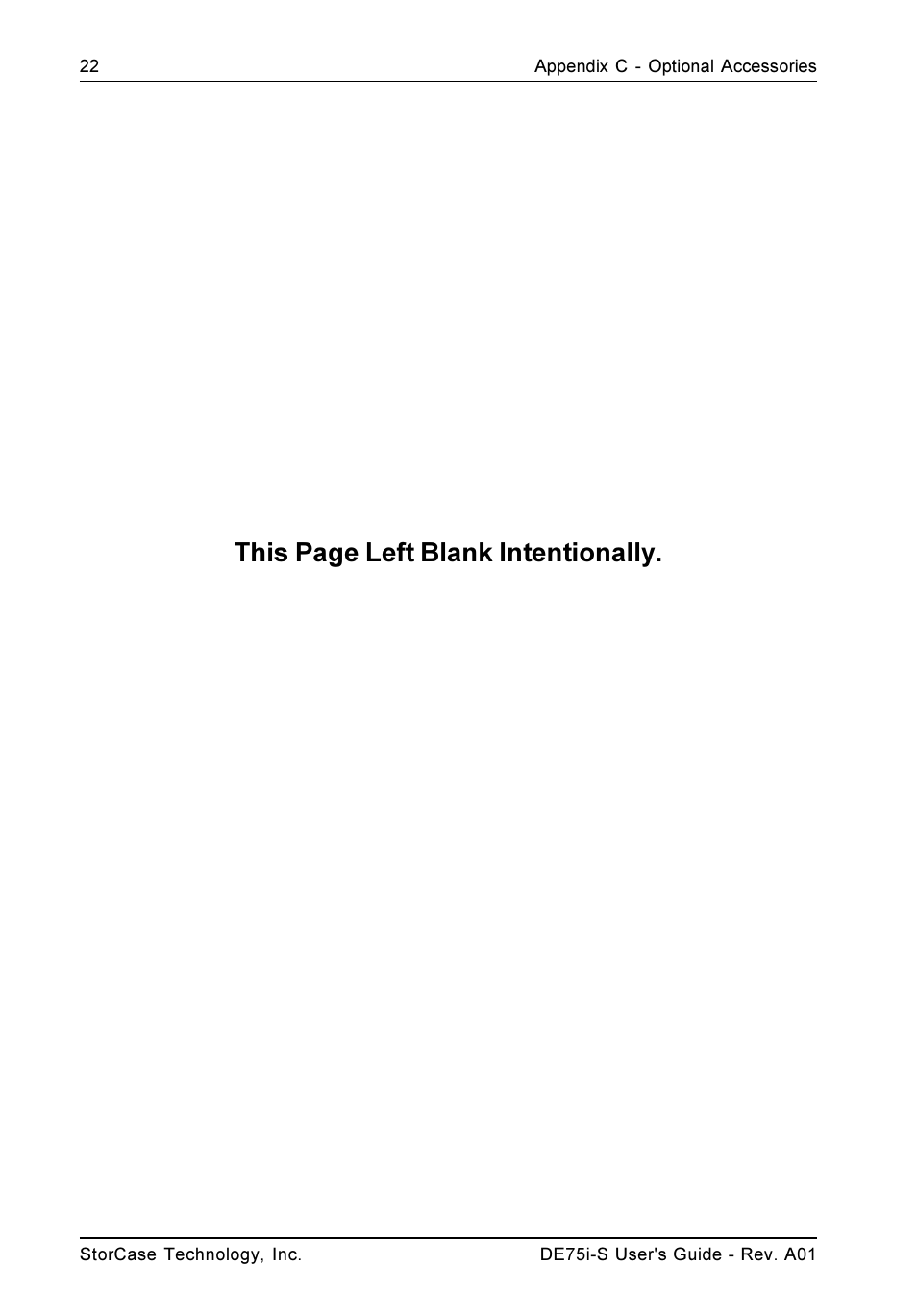 This page left blank intentionally | StorCase Technology DE75i-S User Manual | Page 29 / 31