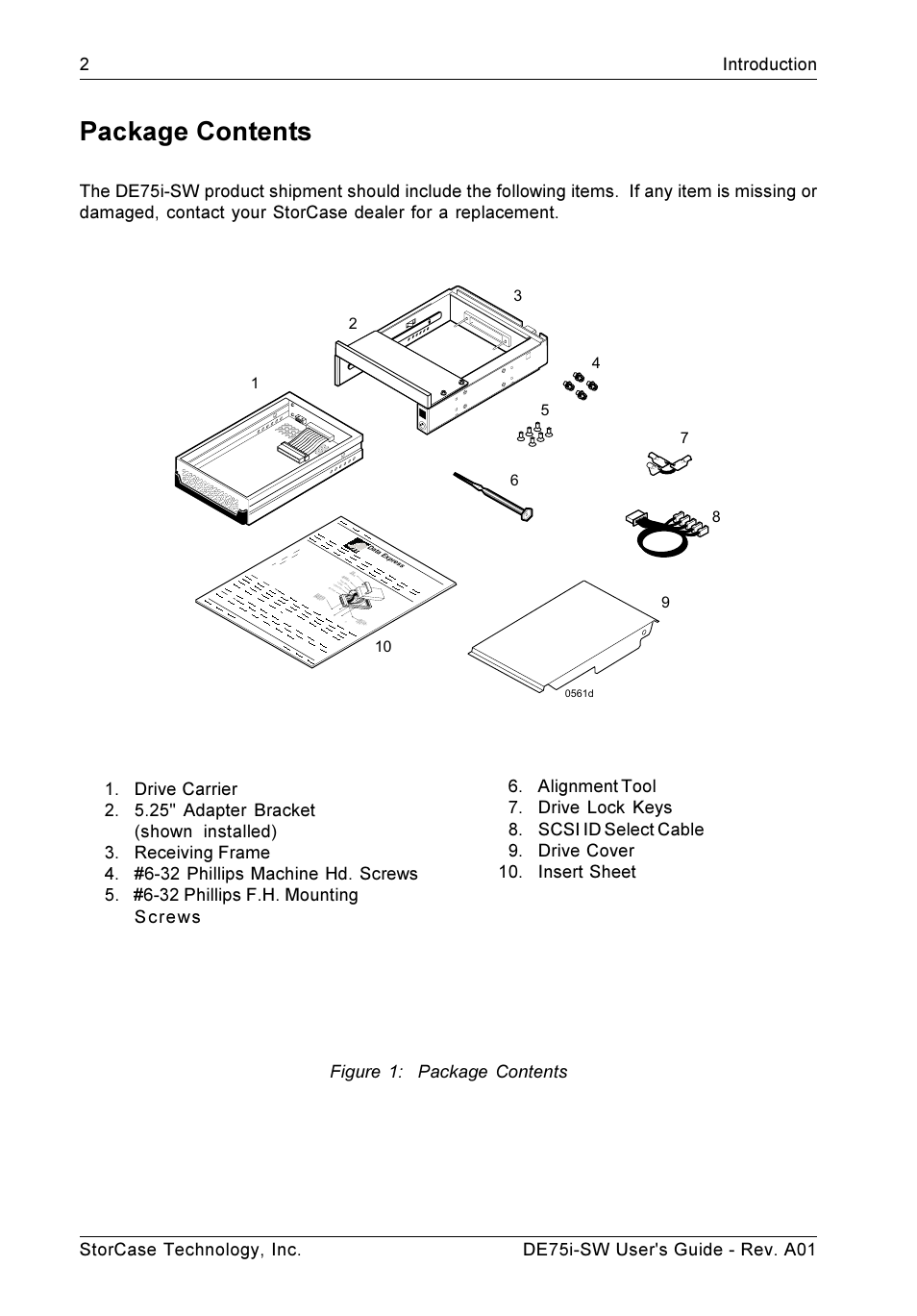 Package contents | StorCase Technology DE75i-SW User Manual | Page 9 / 33