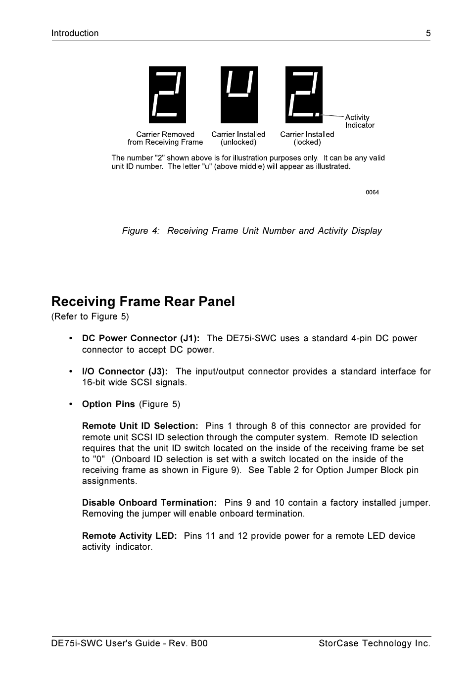 Receiving frame rear panel | StorCase Technology DE75i-SWC User Manual | Page 12 / 33