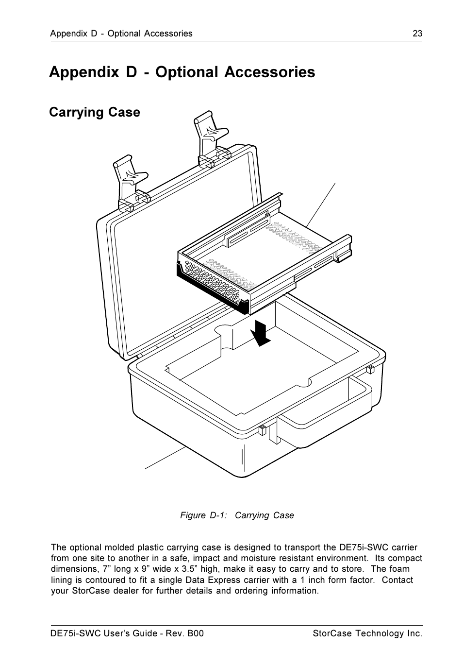 Appendix d - optional accessories, Carrying case | StorCase Technology DE75i-SWC User Manual | Page 30 / 33