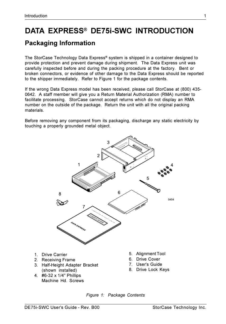 Data express, De75i-swc introduction, Packaging information | StorCase Technology DE75i-SWC User Manual | Page 8 / 33