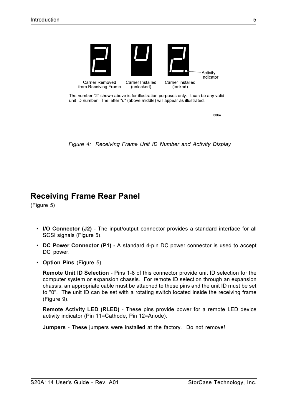 Receiving frame rear panel | StorCase Technology S20A114 User Manual | Page 12 / 29