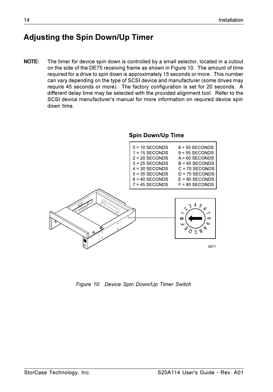 Adjusting the spin down/up timer | StorCase Technology S20A114 User Manual | Page 21 / 29