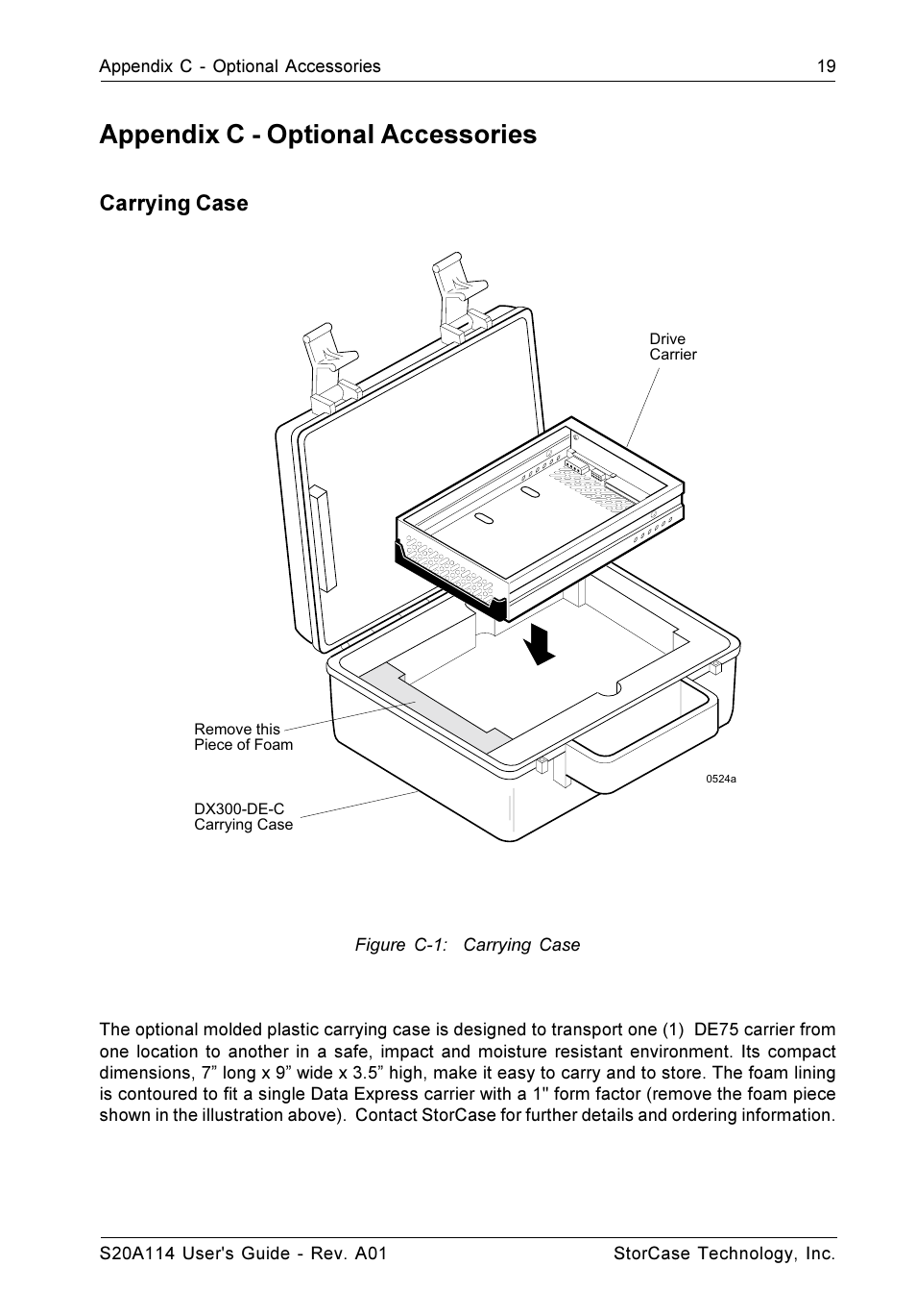 Appendix c - optional accessories, Carrying case | StorCase Technology S20A114 User Manual | Page 26 / 29