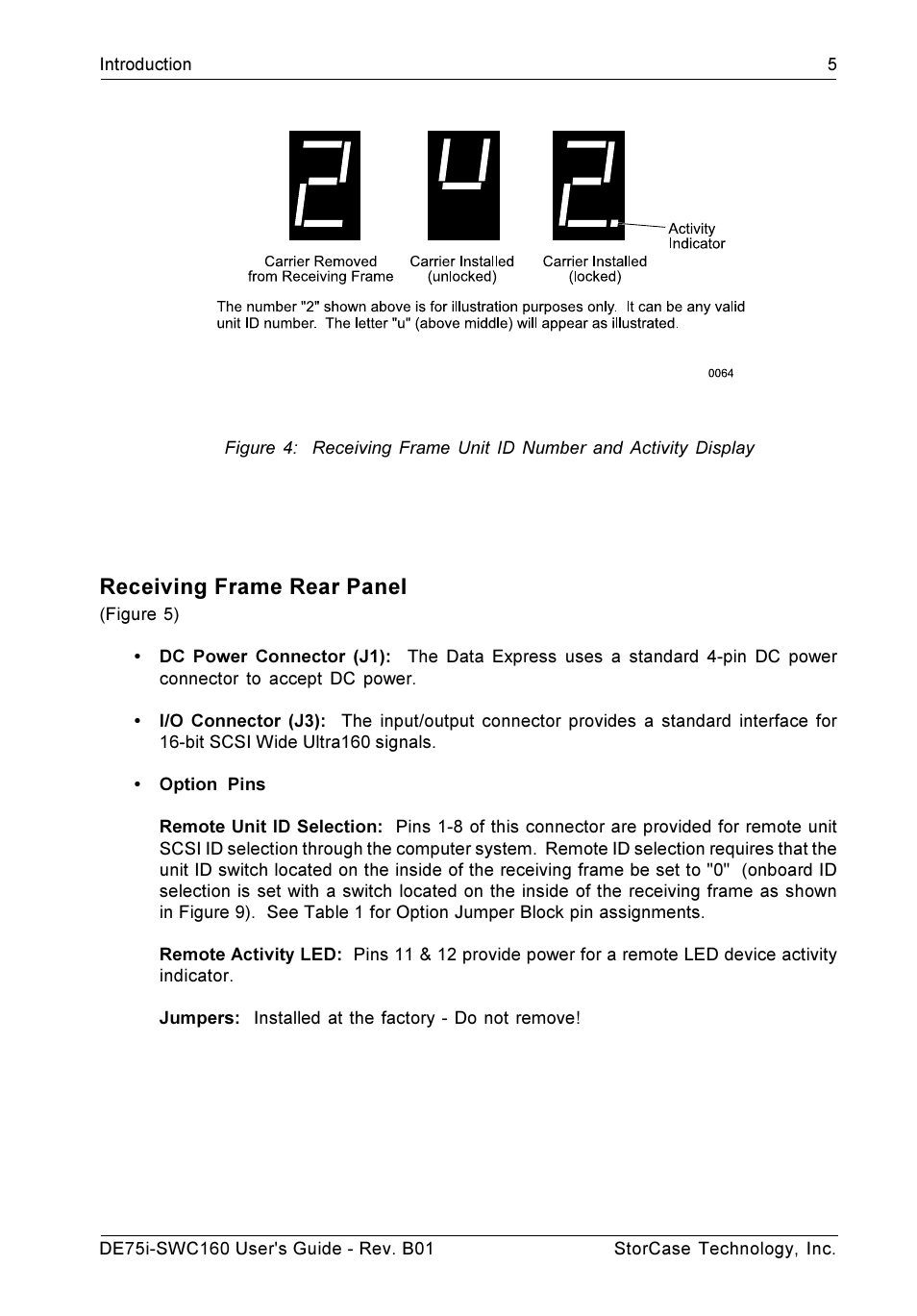 Receiving frame rear panel | StorCase Technology DE75i-SWC160 User Manual | Page 12 / 29