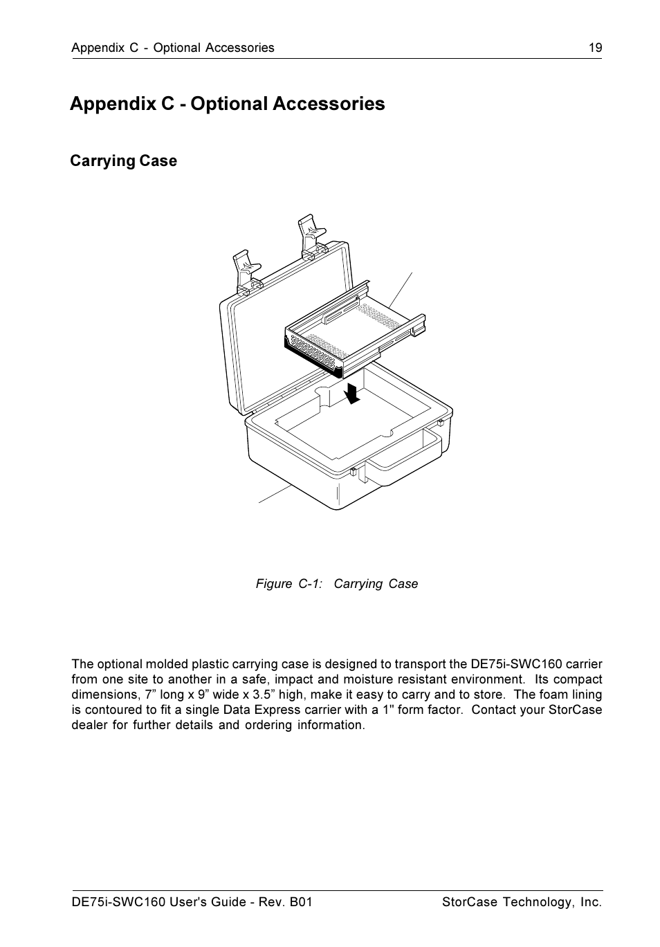 Appendix c - optional accessories, Carrying case | StorCase Technology DE75i-SWC160 User Manual | Page 26 / 29