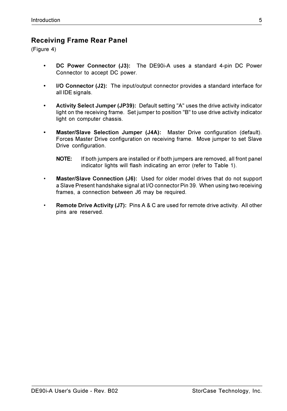 Receiving frame rear panel | StorCase Technology DE90i-A User Manual | Page 12 / 29