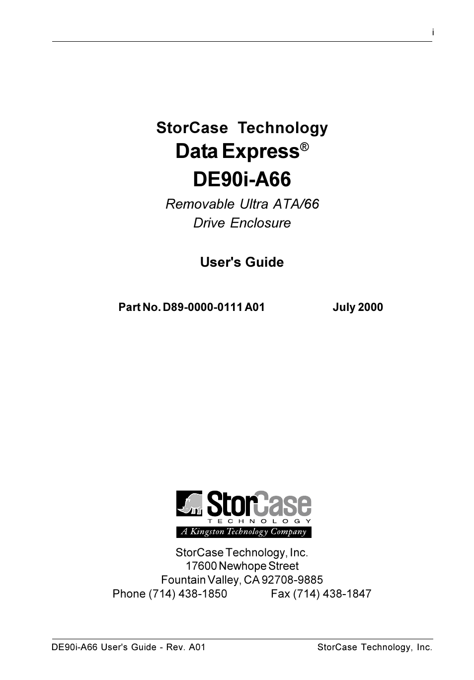 Data express, De90i-a66, Storcase technology | StorCase Technology DE90i-A66 User Manual | Page 2 / 23