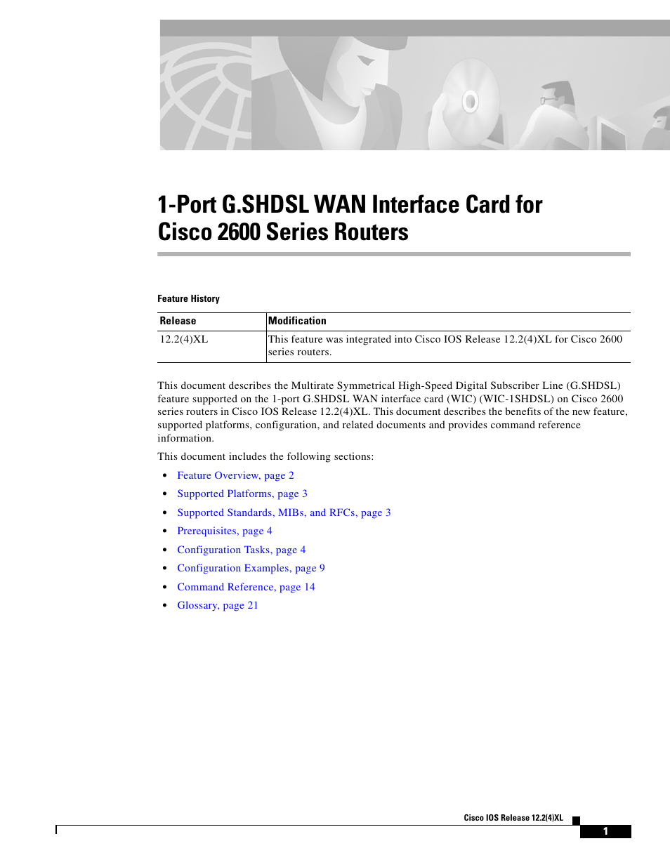 Cisco 1-PORT G.SHDSL 2600 User Manual | 22 pages