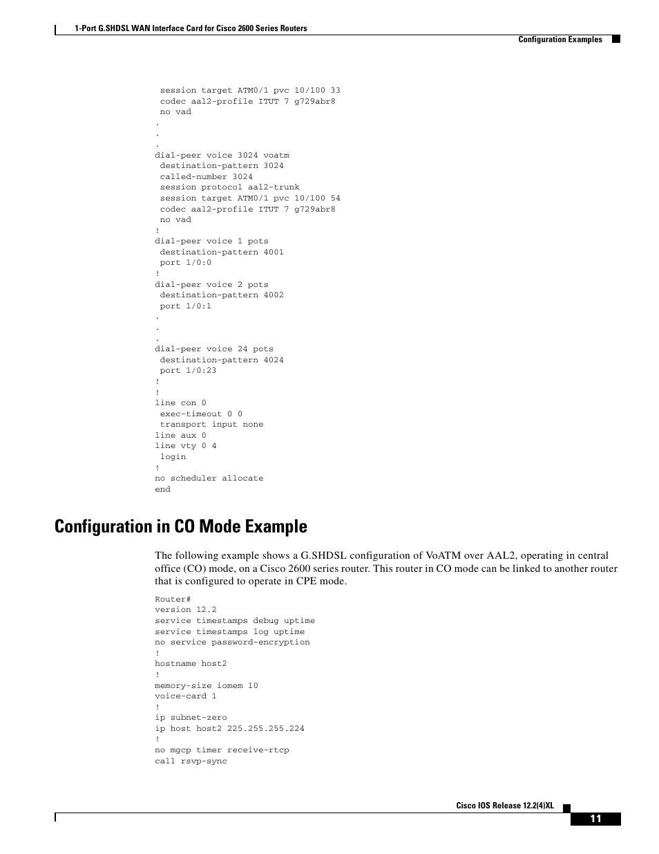 Configuration in co mode example | Cisco 1-PORT G.SHDSL 2600 User Manual | Page 11 / 22