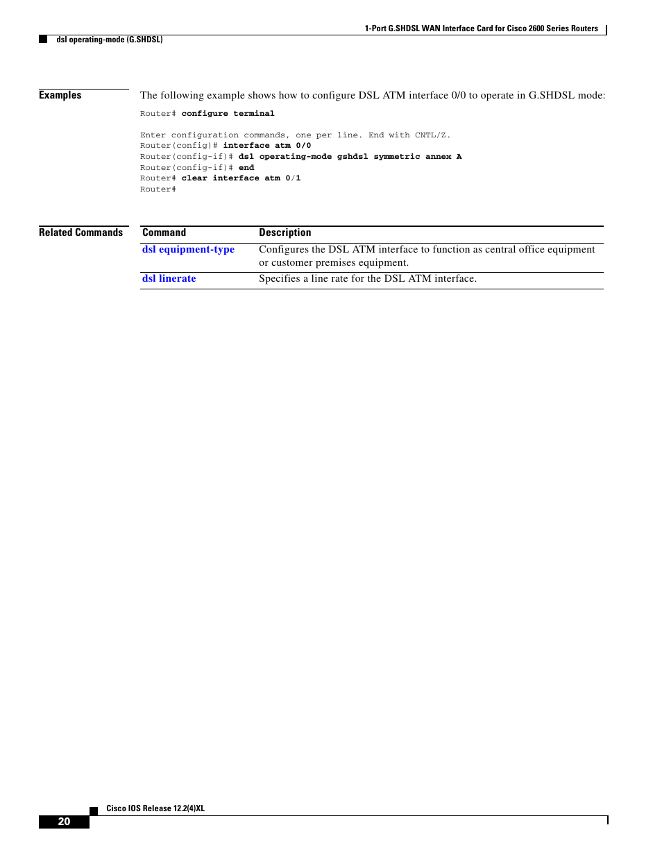 Cisco 1-PORT G.SHDSL 2600 User Manual | Page 20 / 22