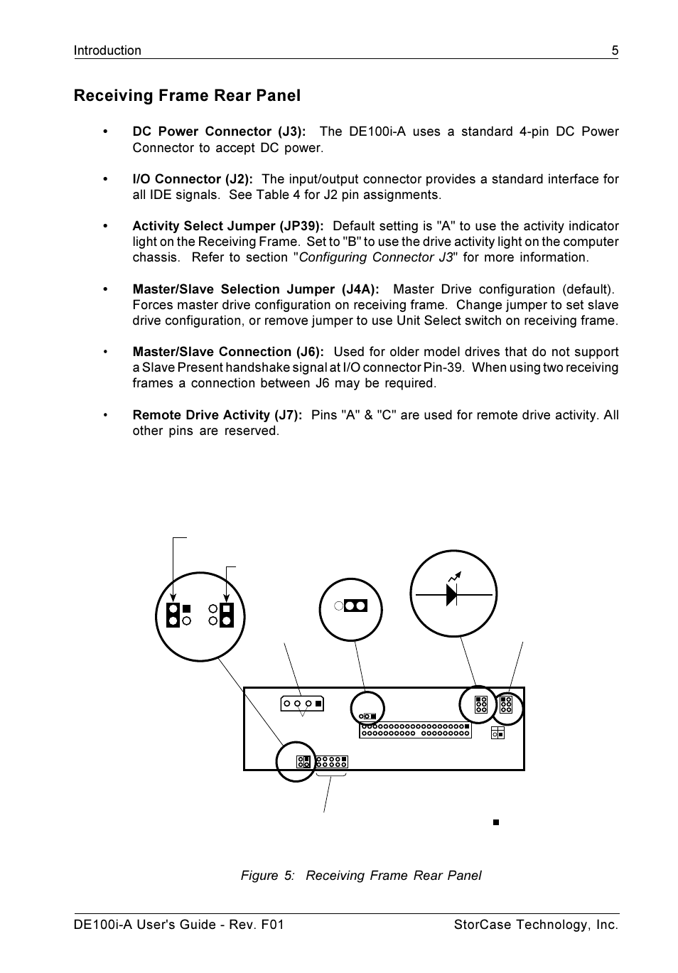 Receiving frame rear panel | StorCase Technology DE100i-A User Manual | Page 12 / 33