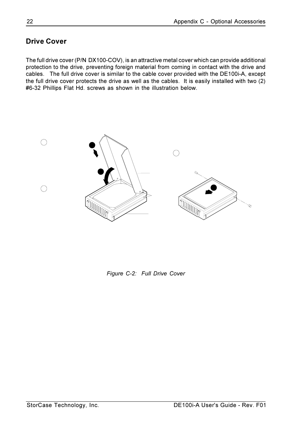 Drive cover | StorCase Technology DE100i-A User Manual | Page 29 / 33