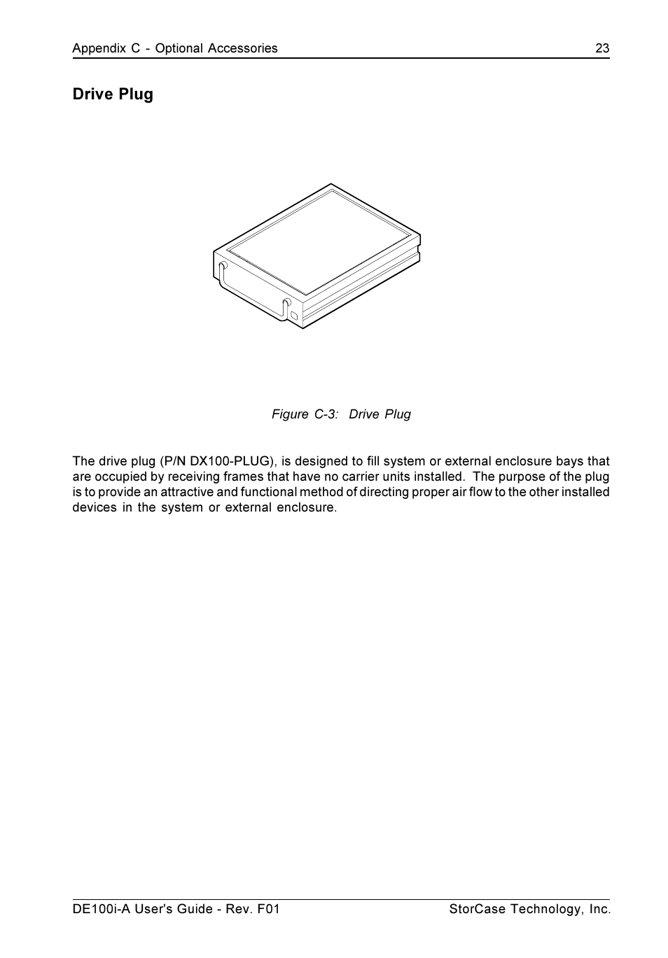 Drive plug | StorCase Technology DE100i-A User Manual | Page 30 / 33