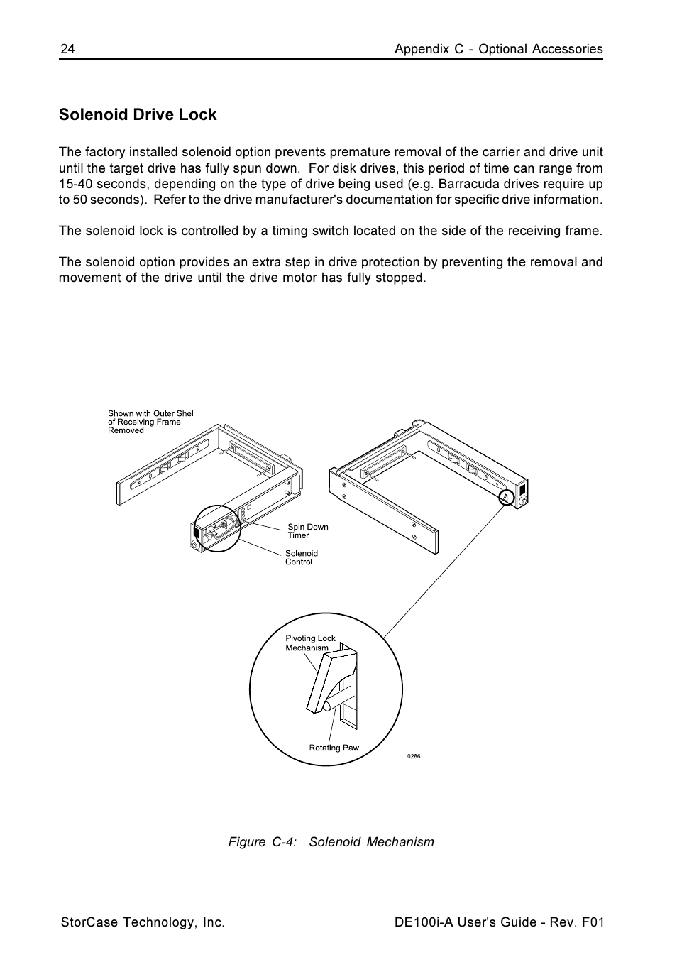 Solenoid drive lock | StorCase Technology DE100i-A User Manual | Page 31 / 33