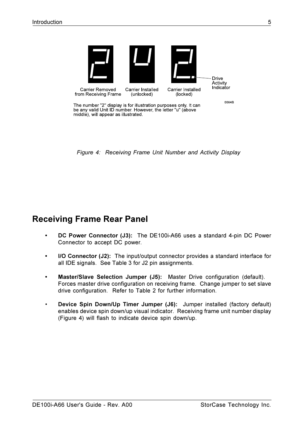 Receiving frame rear panel | StorCase Technology DE100i-A66 User Manual | Page 12 / 29