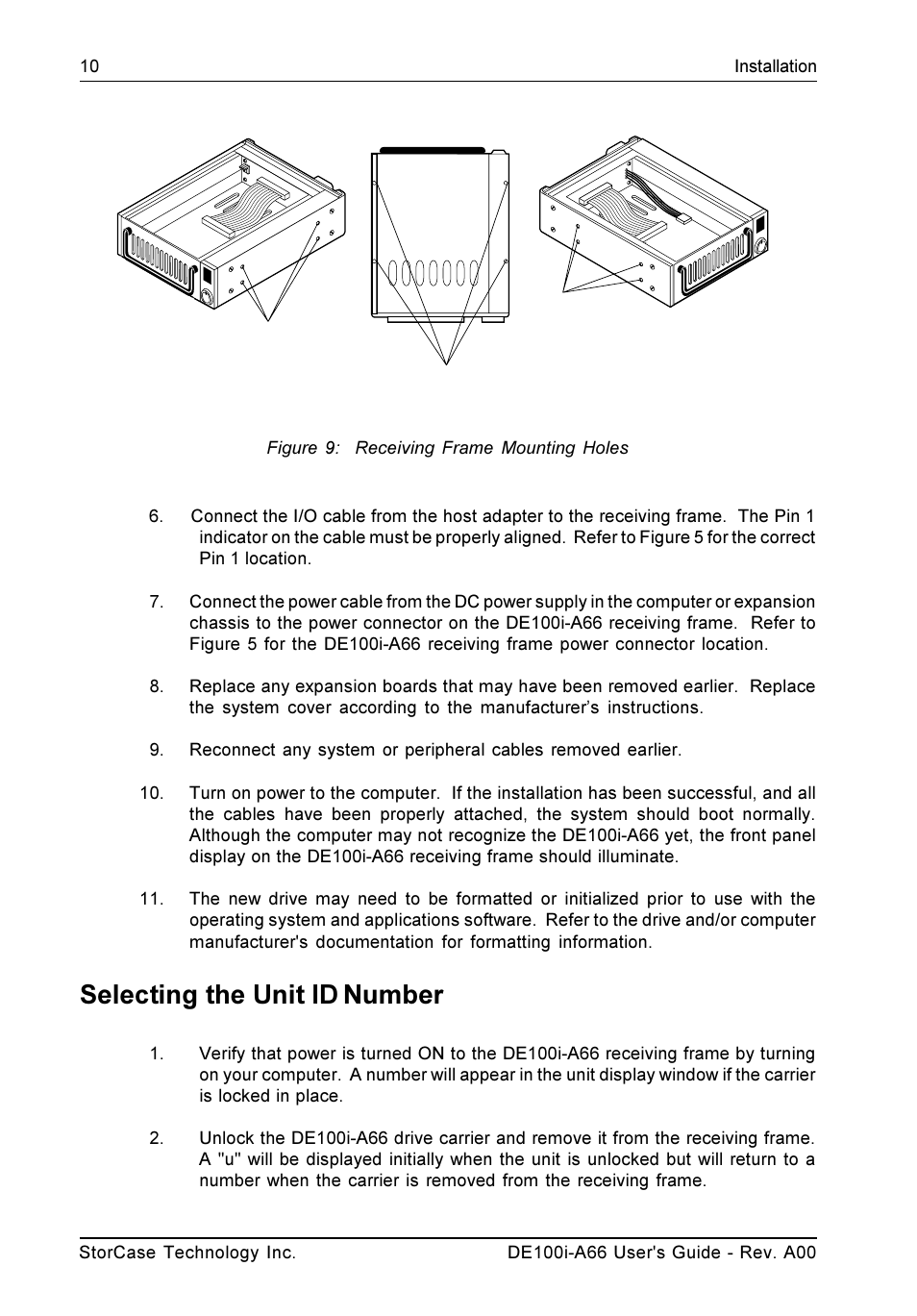 Selecting the unit id number | StorCase Technology DE100i-A66 User Manual | Page 17 / 29