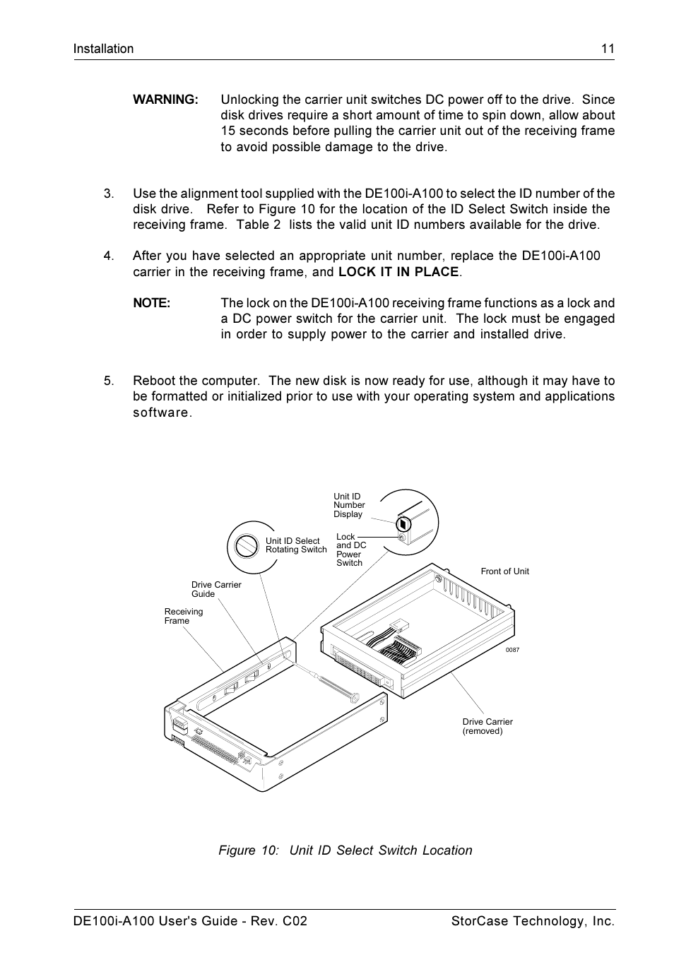 StorCase Technology DE100i-A100 User Manual | Page 18 / 29