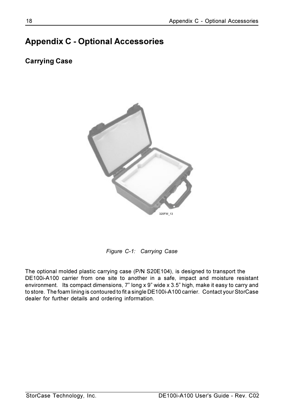 Appendix c - optional accessories, Carrying case | StorCase Technology DE100i-A100 User Manual | Page 25 / 29