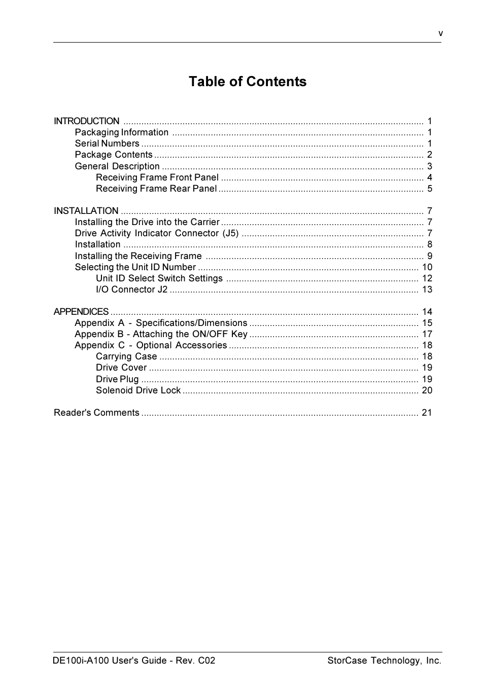 StorCase Technology DE100i-A100 User Manual | Page 6 / 29