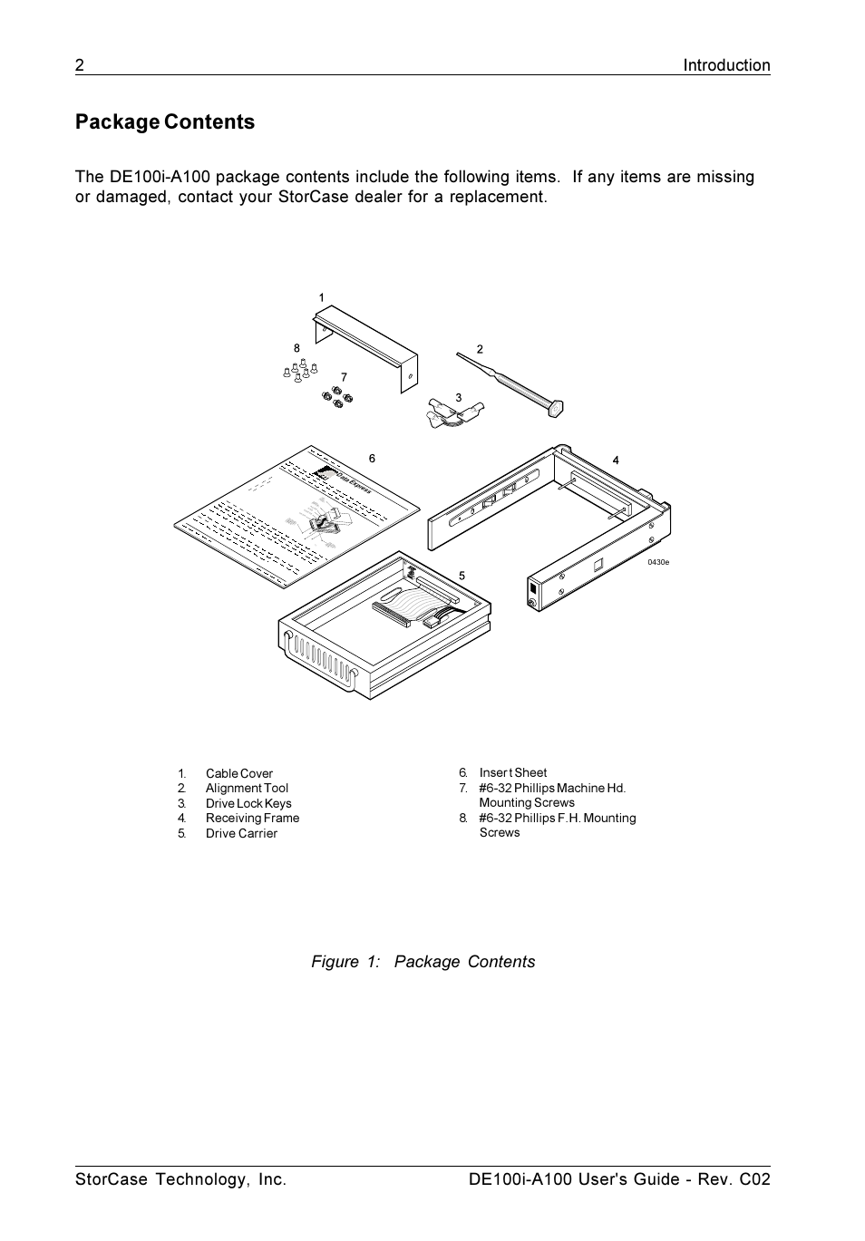 Package contents | StorCase Technology DE100i-A100 User Manual | Page 9 / 29