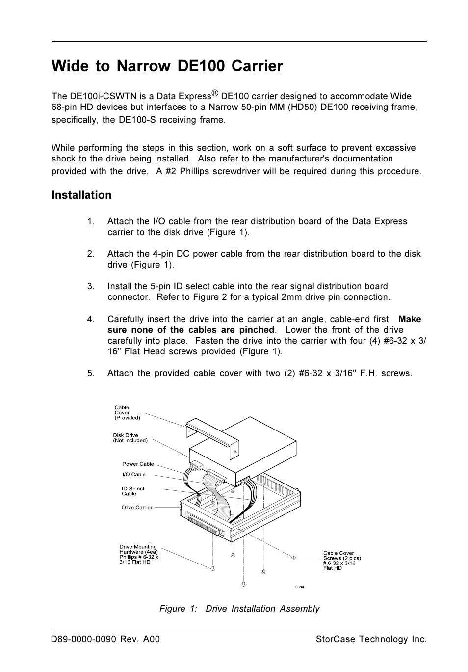 StorCase Technology DE100i-CSWTN User Manual | 2 pages