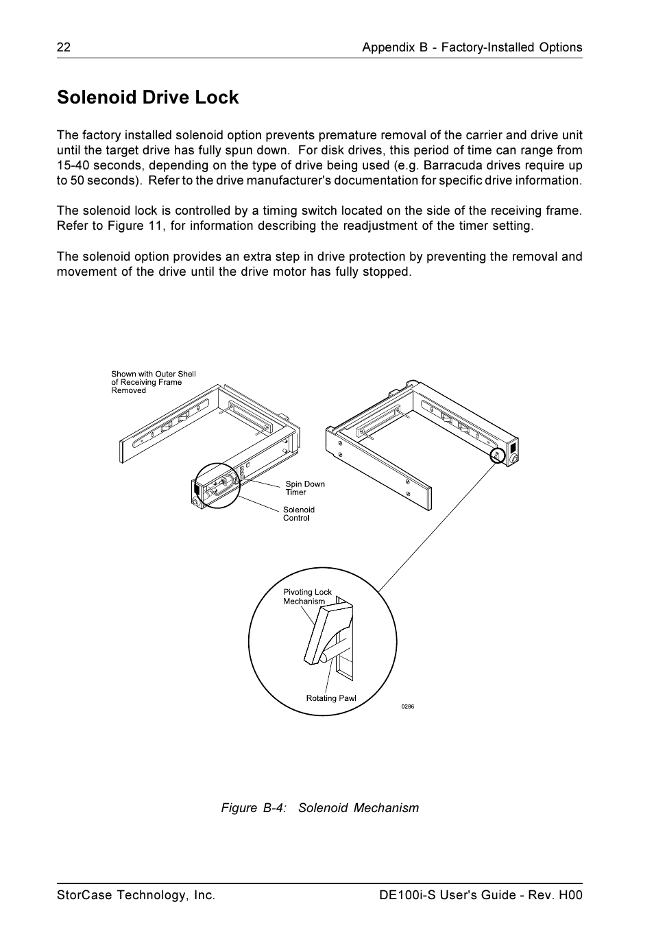Solenoid drive lock | StorCase Technology DE100i-S User Manual | Page 29 / 39