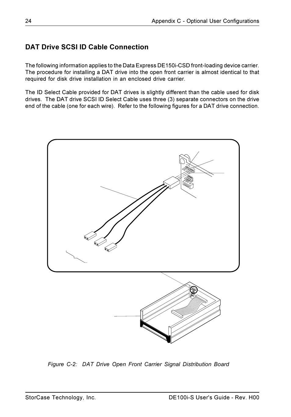 Dat drive scsi id cable connection | StorCase Technology DE100i-S User Manual | Page 31 / 39