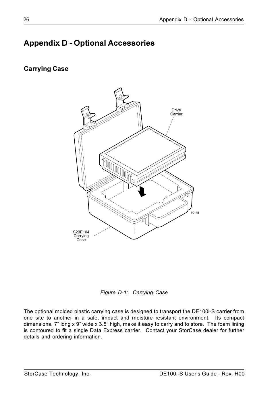 Appendix d - optional accessories, Carrying case | StorCase Technology DE100i-S User Manual | Page 33 / 39