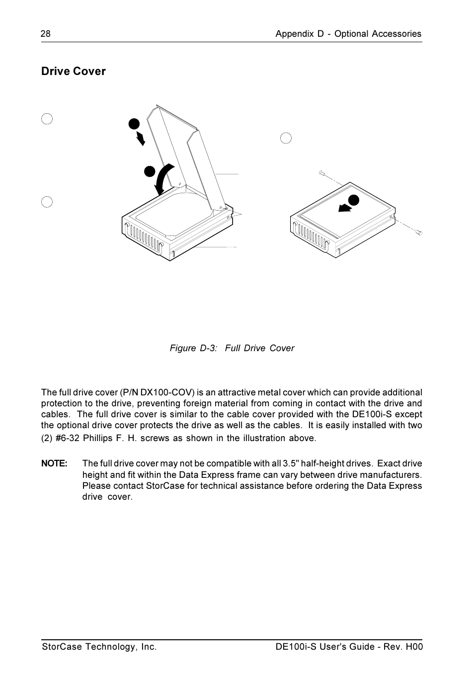 Drive cover | StorCase Technology DE100i-S User Manual | Page 35 / 39