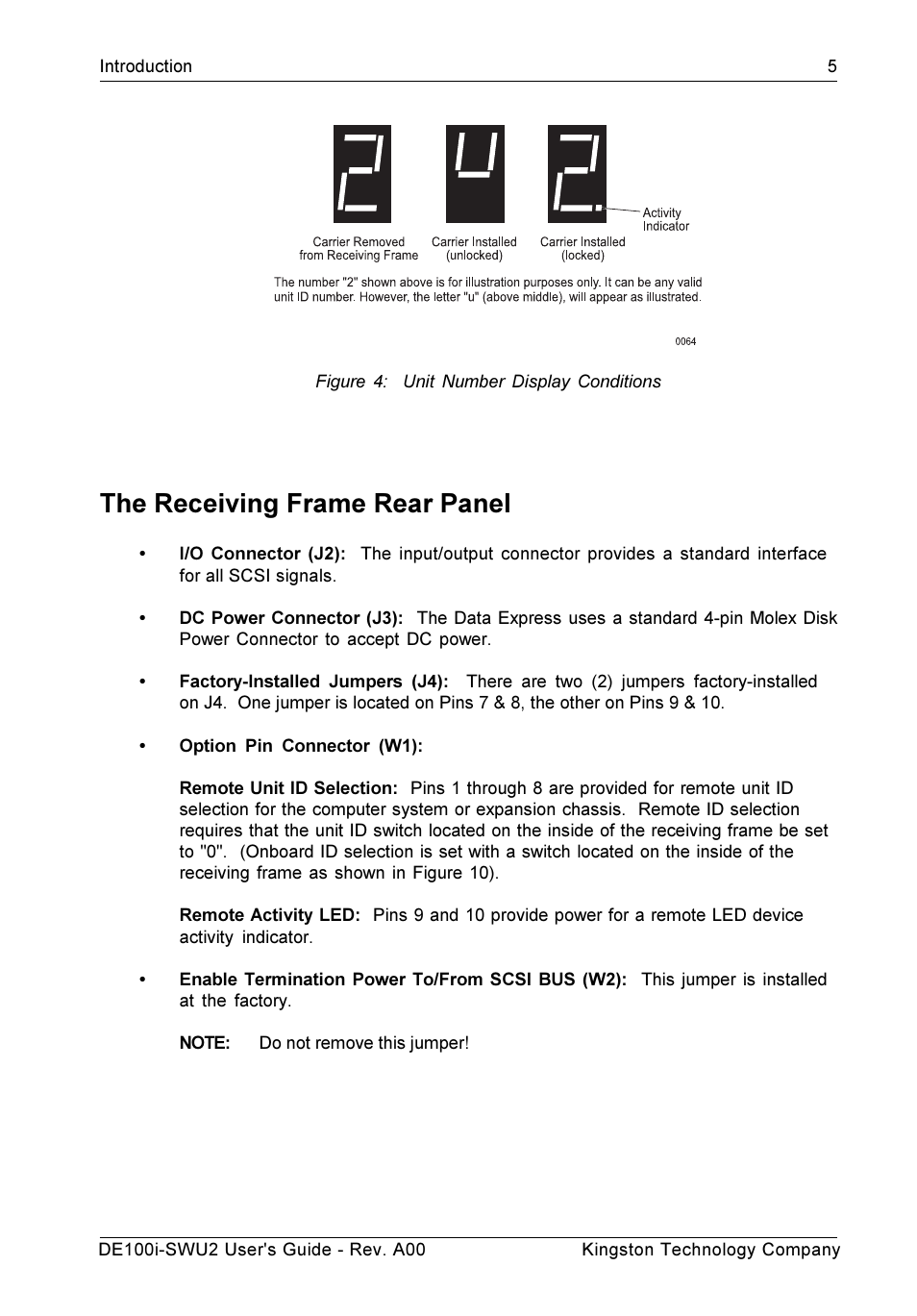 The receiving frame rear panel | StorCase Technology DE100i-SWU2 User Manual | Page 12 / 37