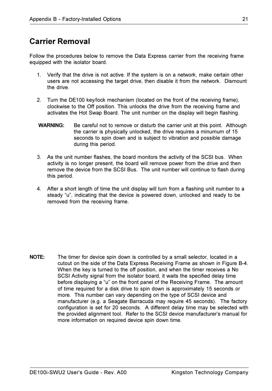 Carrier removal | StorCase Technology DE100i-SWU2 User Manual | Page 28 / 37