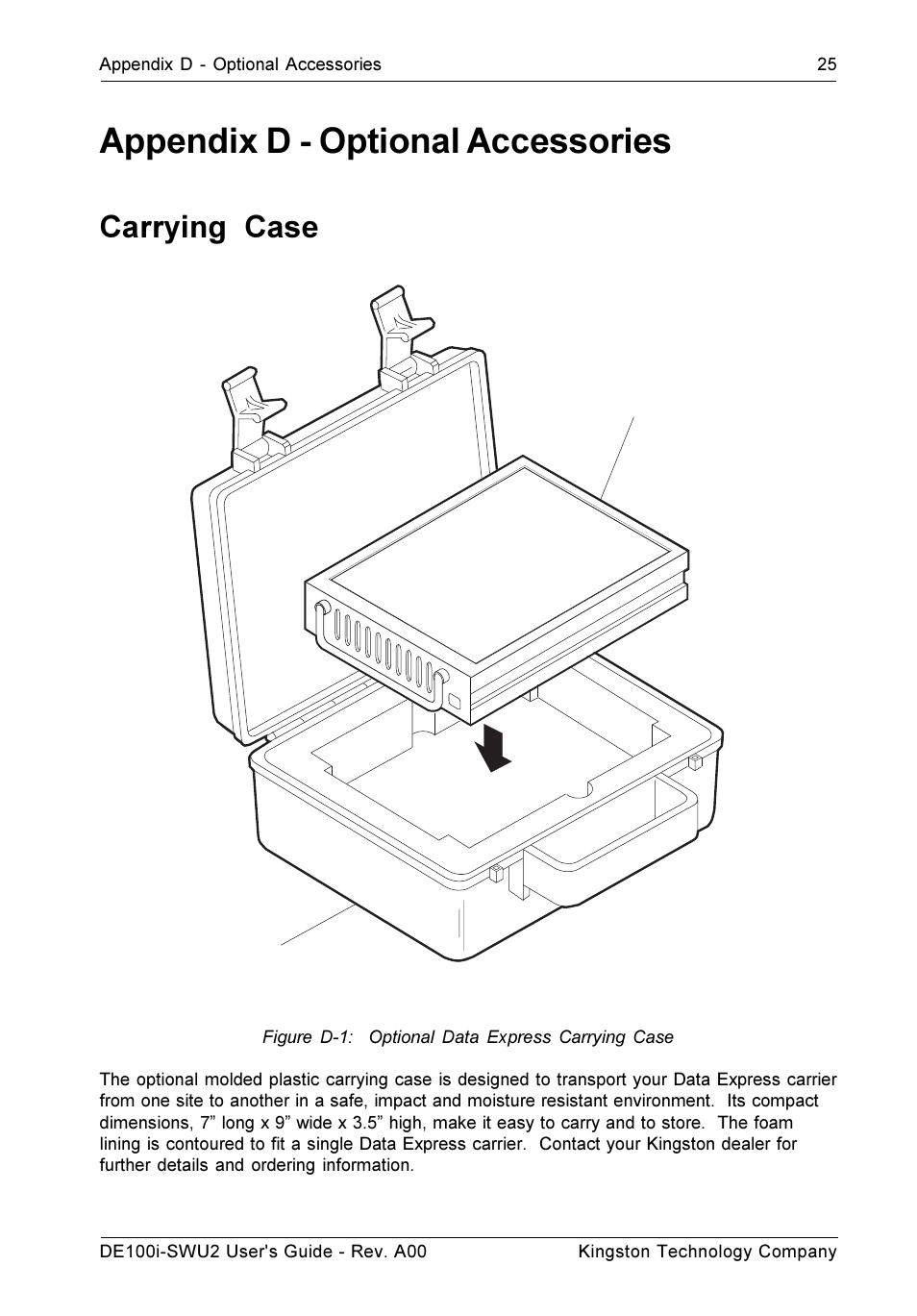 Appendix d - optional accessories, Carrying case | StorCase Technology DE100i-SWU2 User Manual | Page 32 / 37