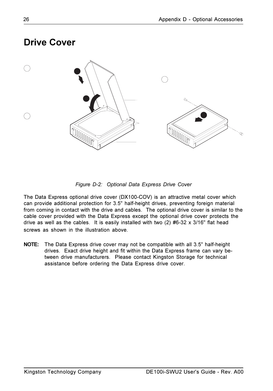 Drive cover | StorCase Technology DE100i-SWU2 User Manual | Page 33 / 37