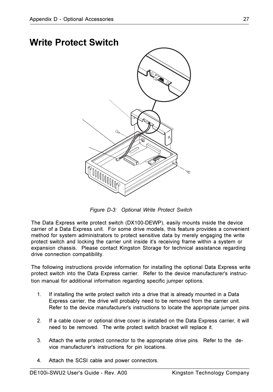 Write protect switch | StorCase Technology DE100i-SWU2 User Manual | Page 34 / 37