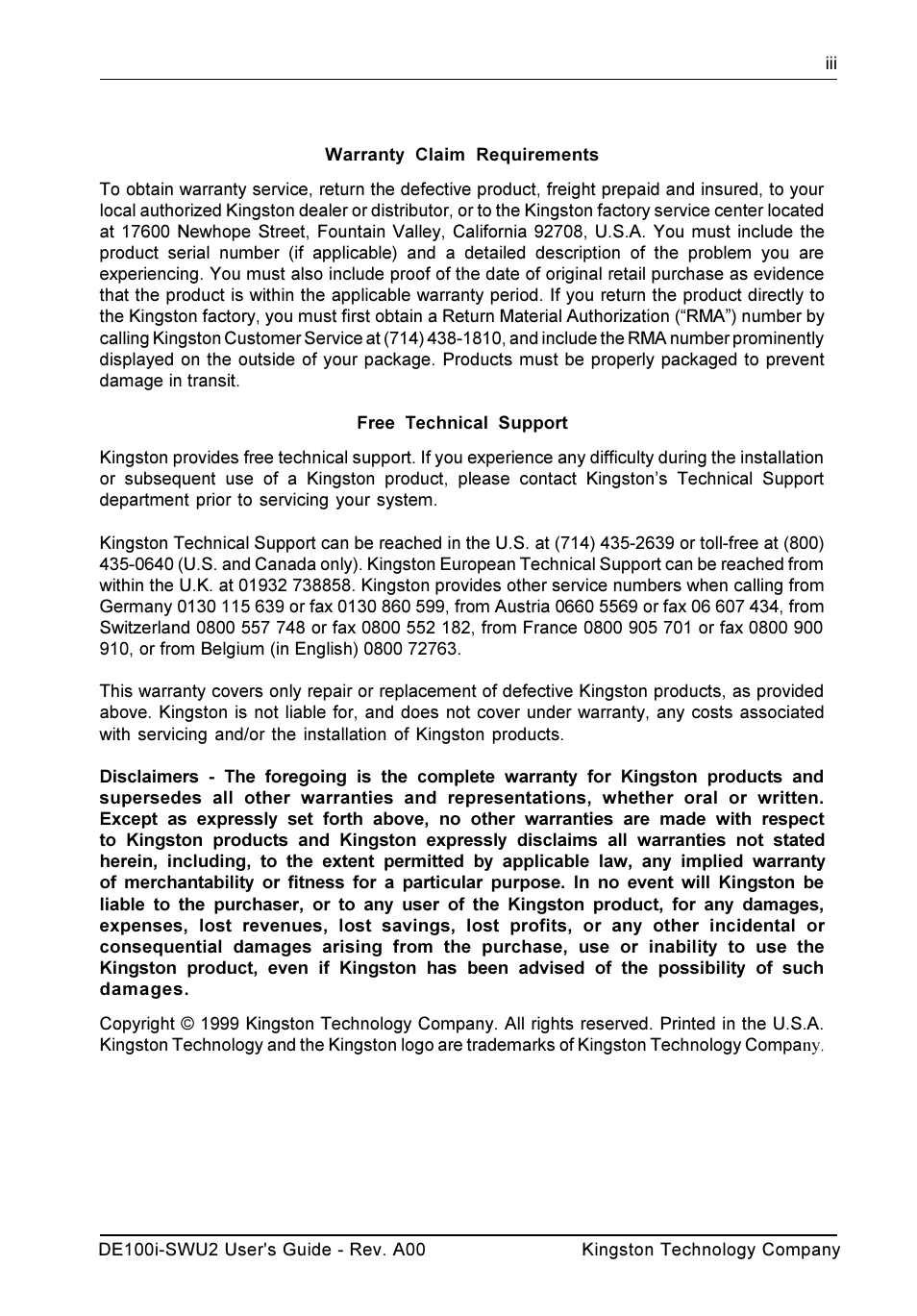 StorCase Technology DE100i-SWU2 User Manual | Page 4 / 37