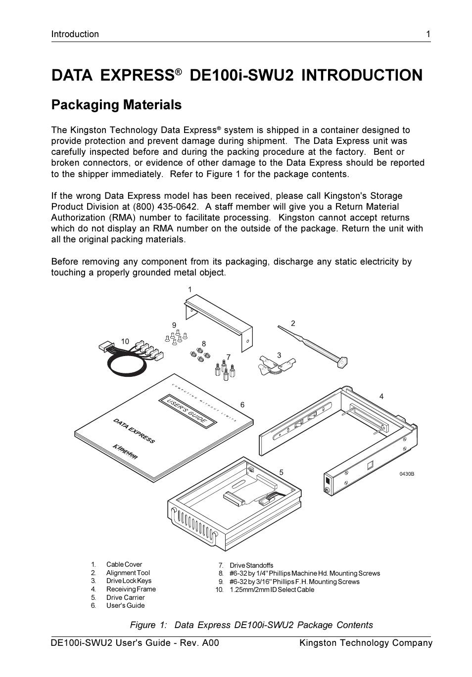 Data express, De100i-swu2 introduction, Packaging materials | StorCase Technology DE100i-SWU2 User Manual | Page 8 / 37