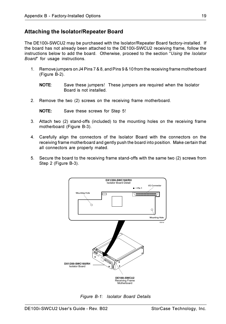 Attaching the isolator/repeater board | StorCase Technology DE100i-SWCU2 User Manual | Page 26 / 33