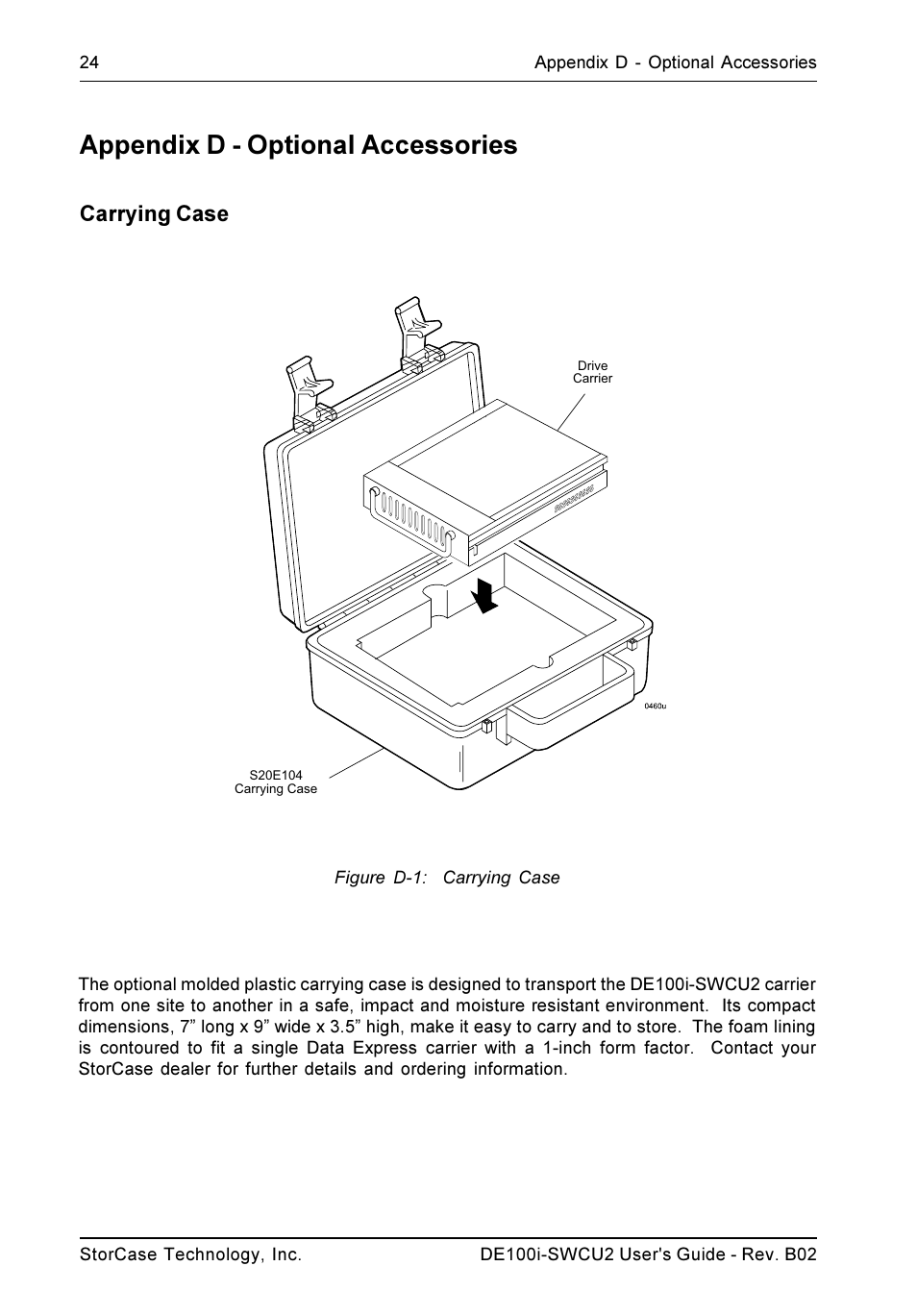 Appendix d - optional accessories, Carrying case | StorCase Technology DE100i-SWCU2 User Manual | Page 31 / 33