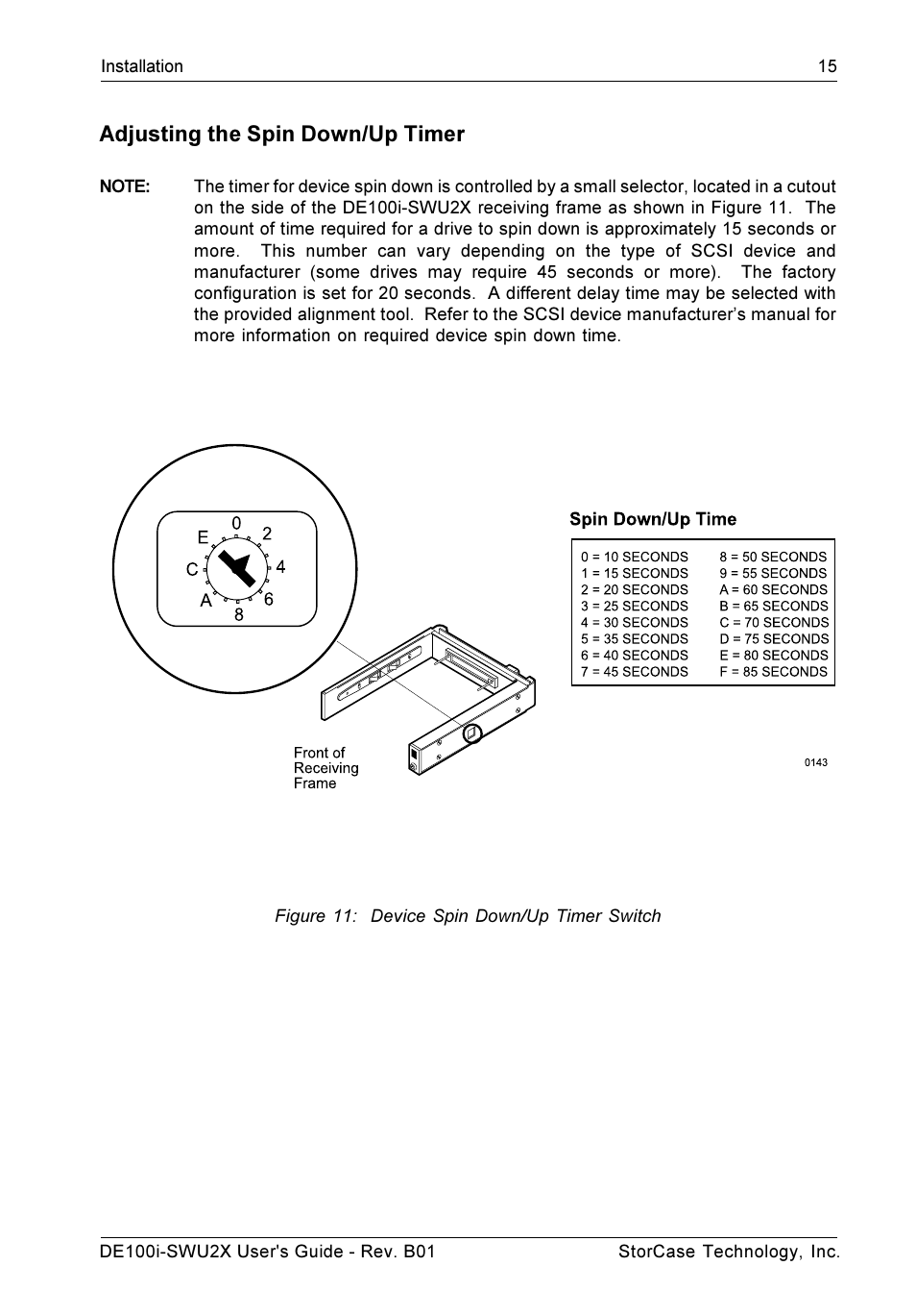 Adjusting the spin down/up timer | StorCase Technology DE100i-SWU2X User Manual | Page 22 / 35
