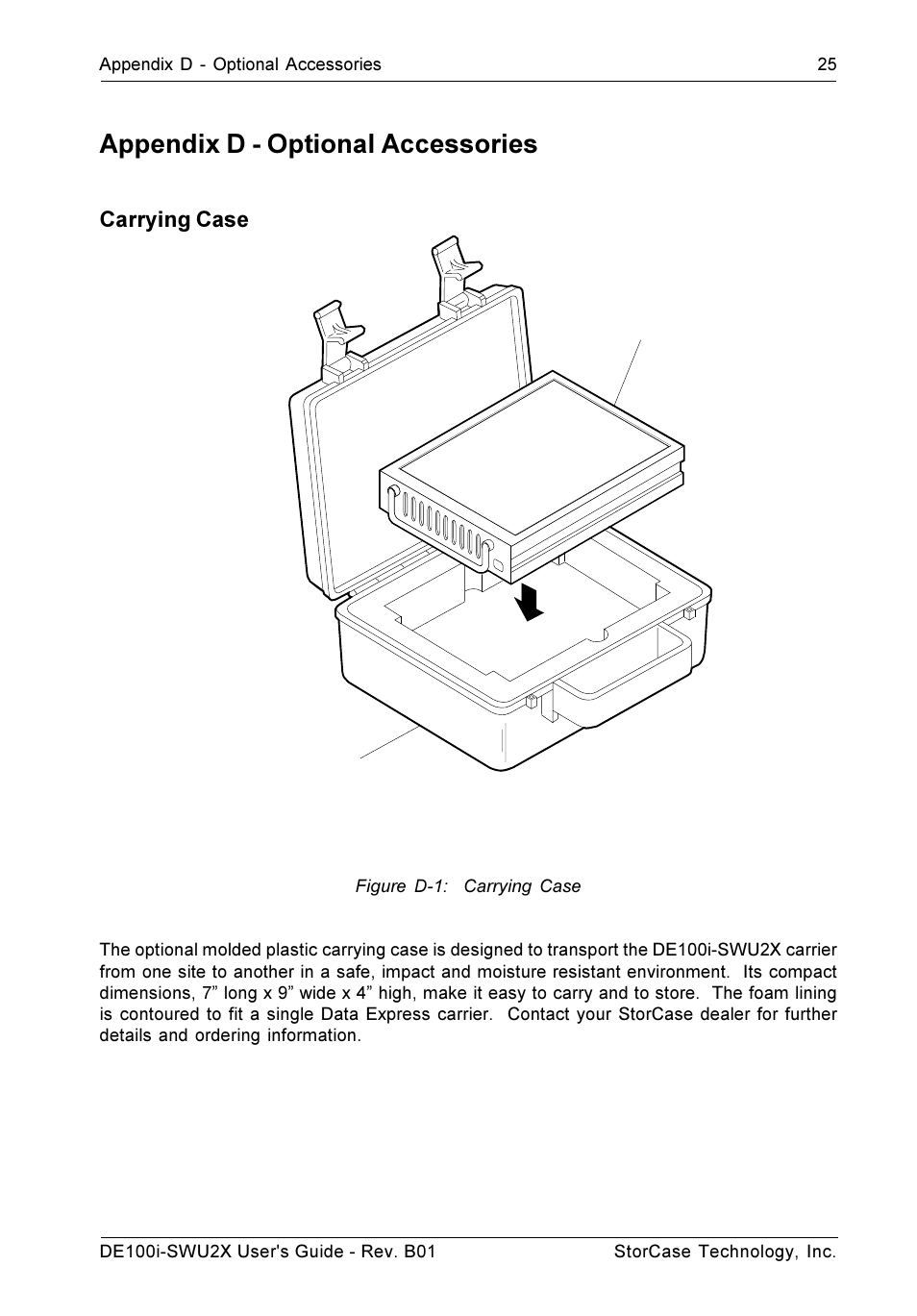 Appendix d - optional accessories, Carrying case | StorCase Technology DE100i-SWU2X User Manual | Page 32 / 35