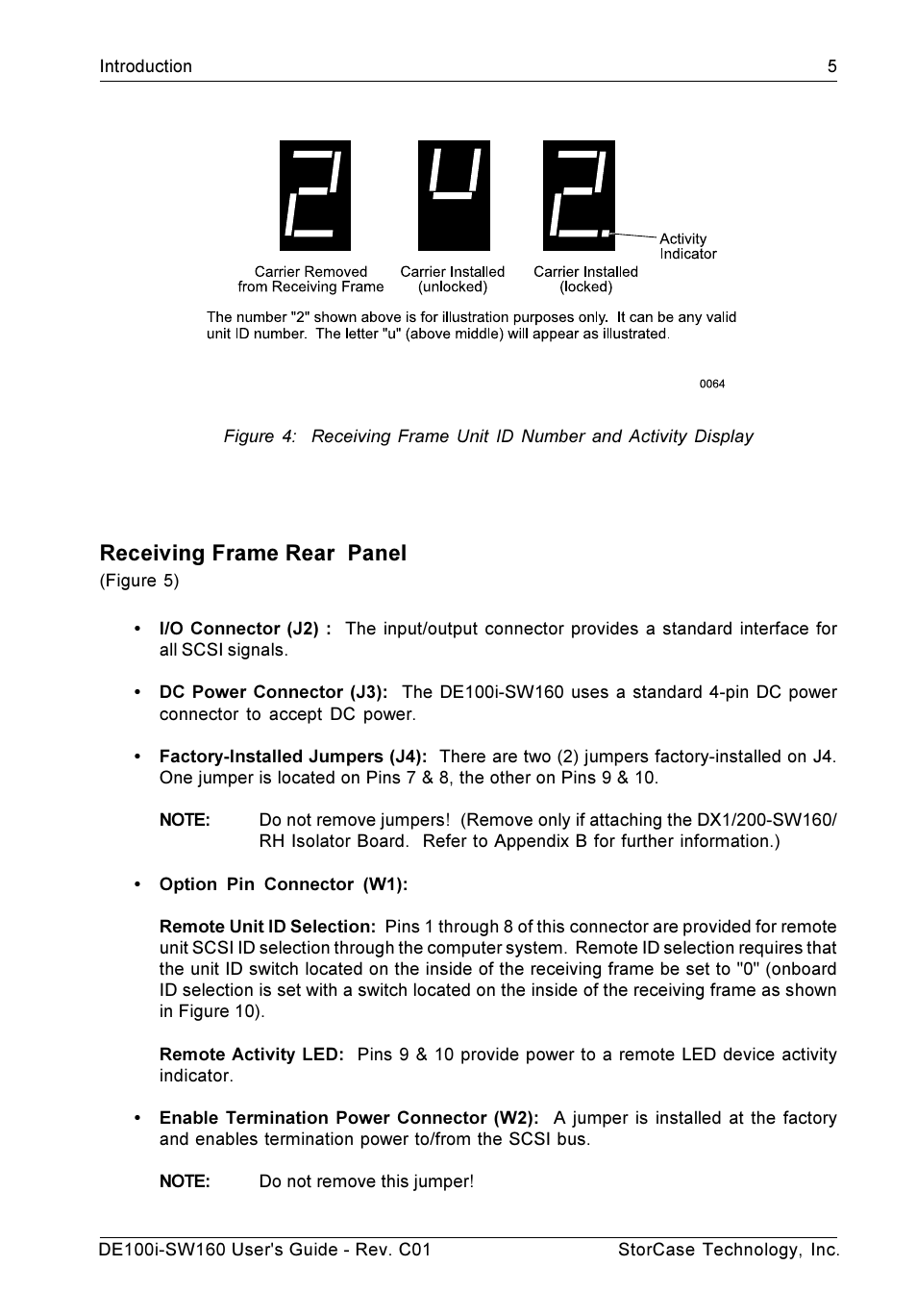 Receiving frame rear panel | StorCase Technology DE100i-SW160 User Manual | Page 12 / 35