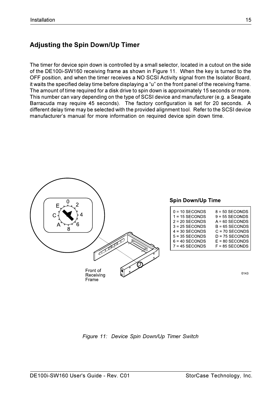 Adjusting the spin down/up timer | StorCase Technology DE100i-SW160 User Manual | Page 22 / 35