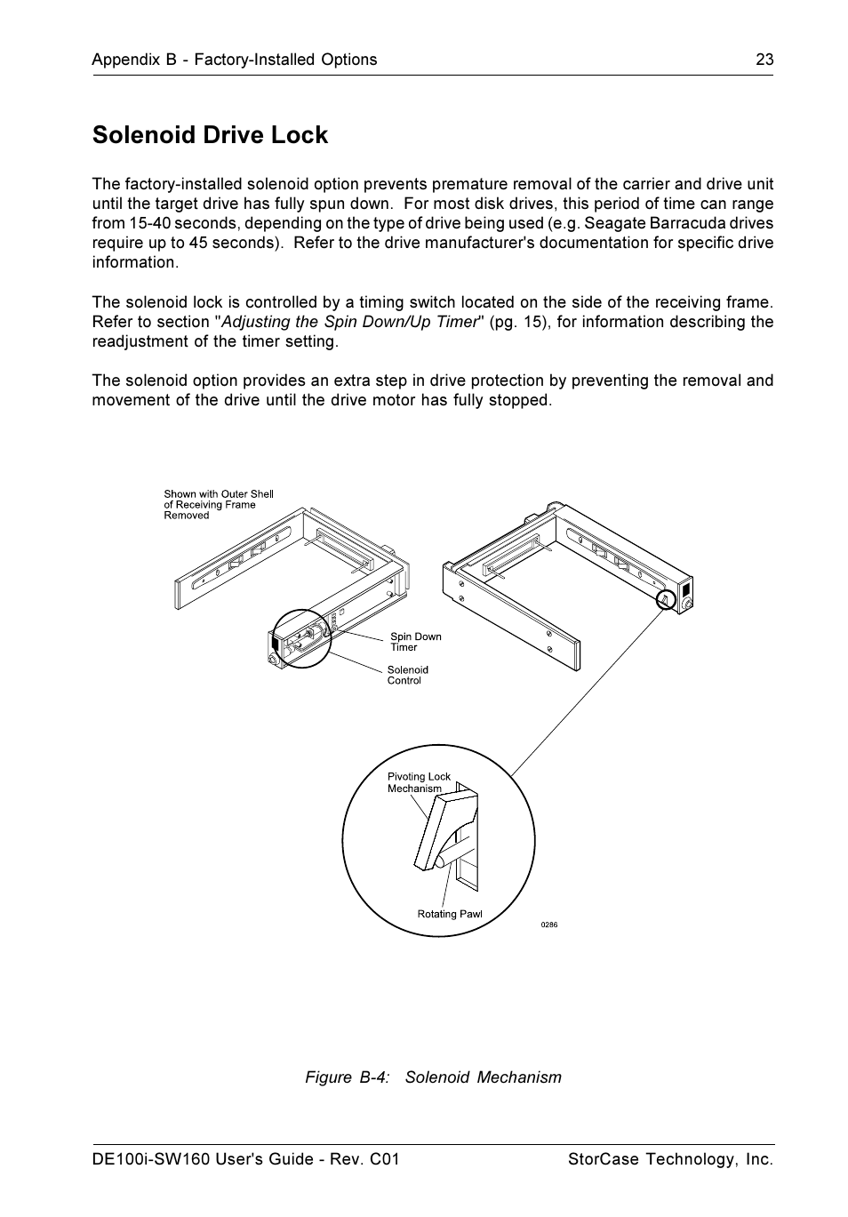 Solenoid drive lock | StorCase Technology DE100i-SW160 User Manual | Page 30 / 35