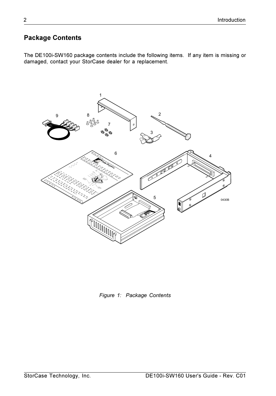 Package contents | StorCase Technology DE100i-SW160 User Manual | Page 9 / 35