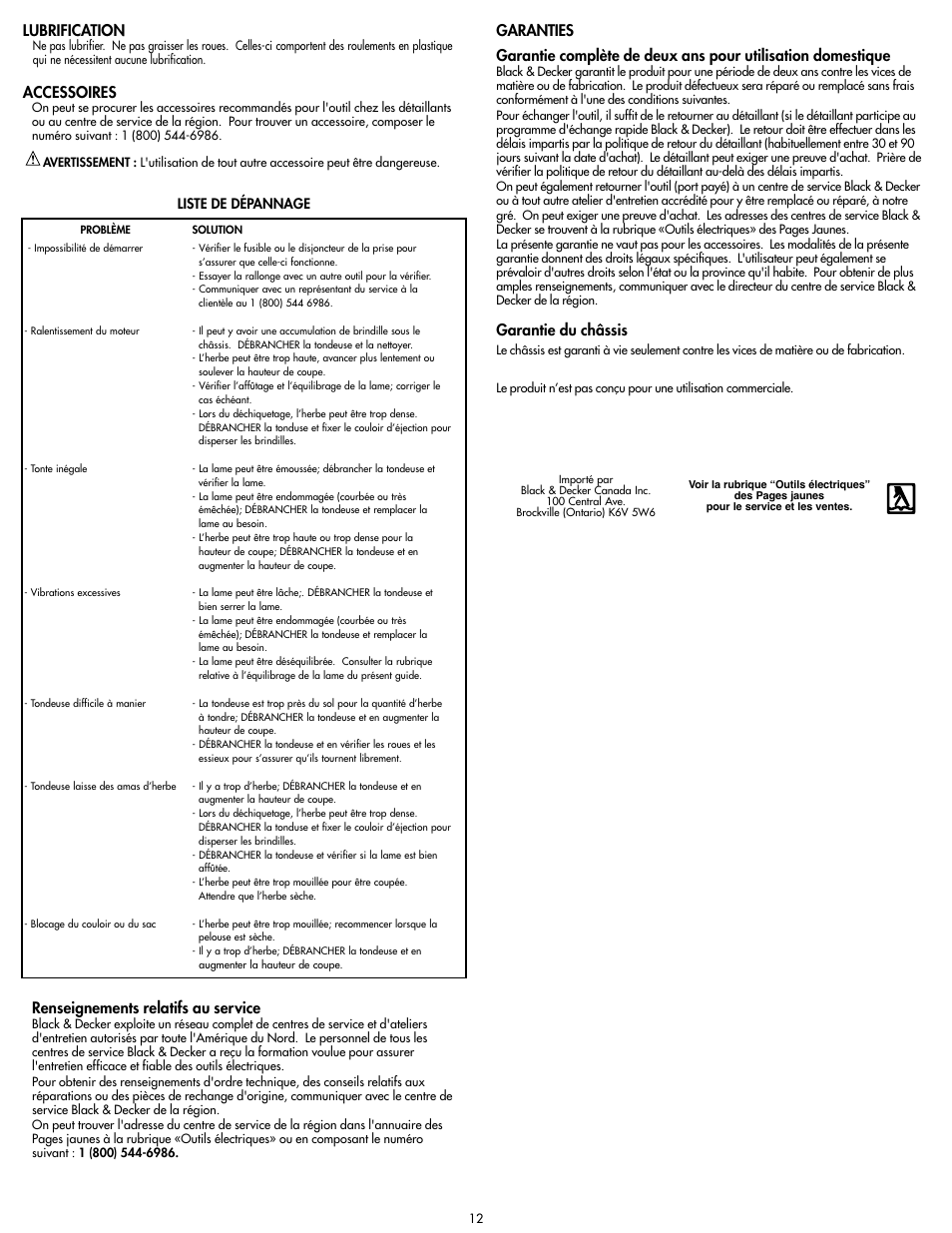 Lubrification, Accessoires, Renseignements relatifs au service | Garantie du châssis | Cisco MM275 User Manual | Page 12 / 20