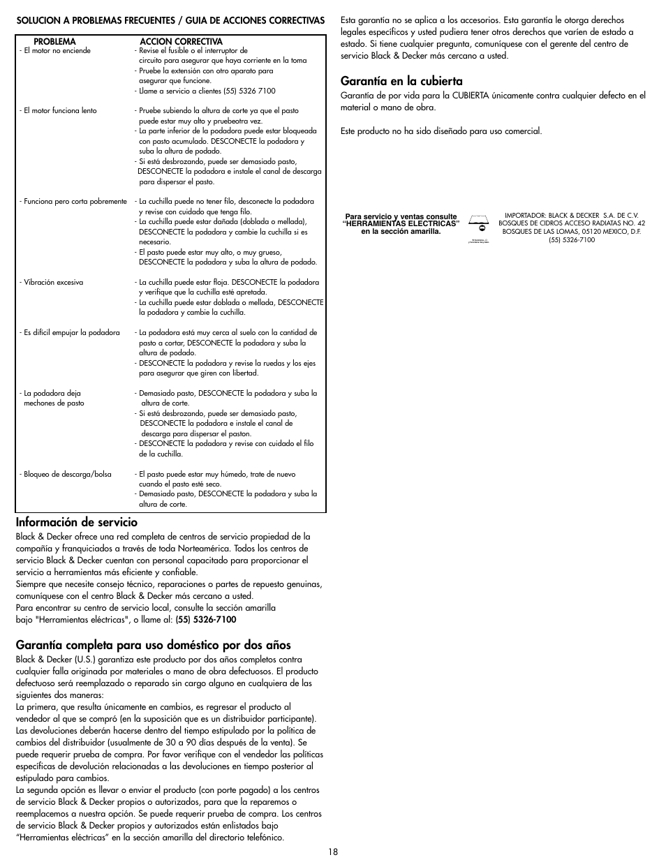 Información de servicio, Garantía completa para uso doméstico por dos años, Garantía en la cubierta | Cisco MM275 User Manual | Page 18 / 20