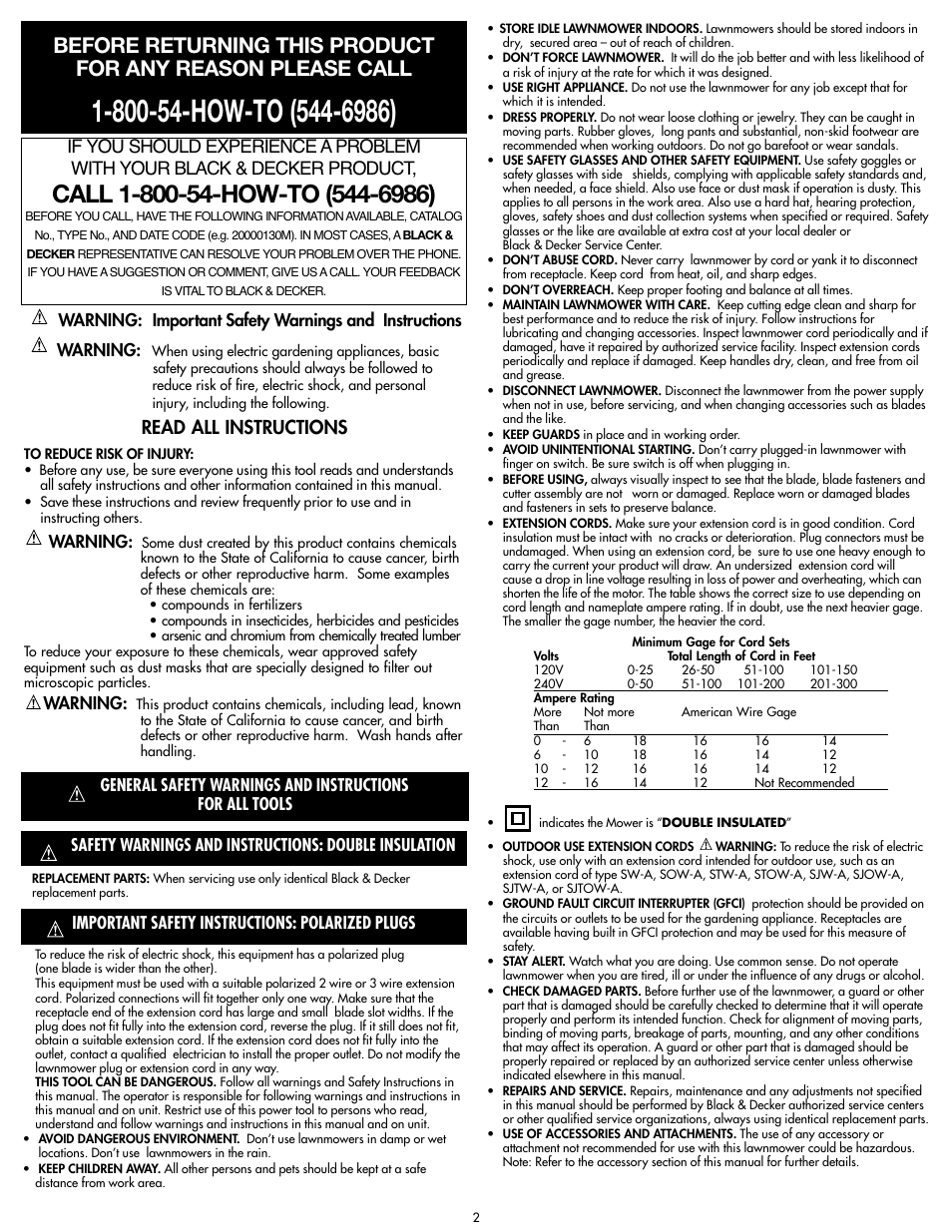 Read all instructions, Warning, All tools | Important safety instructions: polarized plugs | Cisco MM275 User Manual | Page 2 / 20