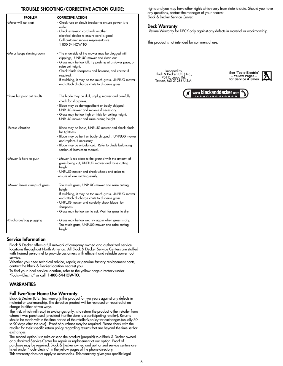 Warranties full two-year home use warranty, Deck warranty | Cisco MM275 User Manual | Page 6 / 20
