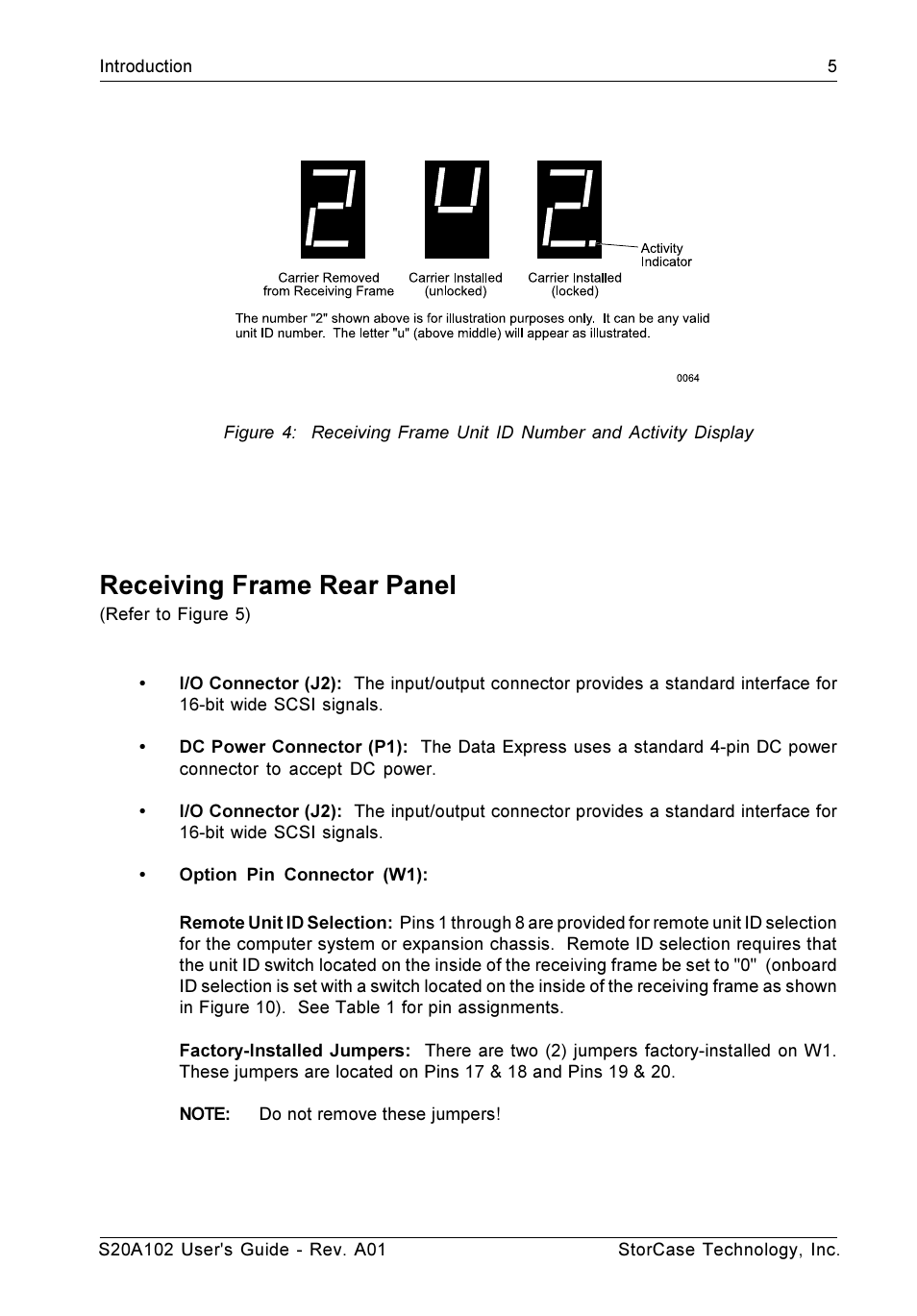 Receiving frame rear panel | StorCase Technology S20A102 User Manual | Page 12 / 33